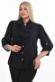 Plus Size (50–56) Ruffle Collar Brooch Detail Epaulette Sleeve Stone Button Stylish Women's Blouse - 2