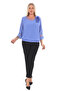 Plus Size (50-56) Sandy Chiffon Tulle Neckline 3D Flower Accessory Elastic Waist Stylish Women's Blouse - 4