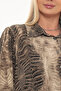 Plus Size (50-56) Shirt Collar Buttoned Long Sleeve Patterned Lycra Women's Tunic - 3
