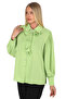 Plus Size Epaulet Sleeves Stone Button Ruffle Collar Brooch Detailed Stylish Women's Blouse - 2