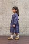 Pleated Navy Blue Mother Long Dress and Girl Long Sleeve Plaid Dress Mother-Daughter Combination (Long Sleeve) - 4