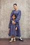 Pleated Navy Blue Mother Long Dress and Girl Long Sleeve Plaid Dress Mother-Daughter Combination (Long Sleeve) - 7