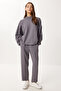 Batwing Sleeve Ribbed Modal Top-Bottom Set Ldm0009 Smoked - 2