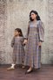 Pleated Orange Mother Long Dress and Girl Long Sleeve Plaid Dress Mother-Daughter Combination (Long Sleeve) - 3