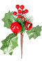 Christmas Ornament, Pique Berry, Red-Green - with Apple, Snow Effect, Rattle, 22 cm