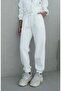Women's Clothing Cream Color Bottom Three Thread Sh Fleece-Lined Belted Lace Detail Elasticated Leg Trousers - 6