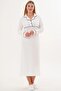 Women's Front Buttoned Piped Cotton Maternity Nightgown-Dressing Gown Set of 2 - 4