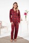 Women's Suede Front Buttoned Pajama Set 25331 Red