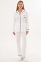Women's Ecru Special Design Full Length Long Sleeve Maternity Pajama Set 3-Piece Set - 4