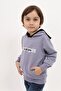 Dark Gray Boy's Relax Fit Hooded Pocket Printed Sweatshirt - 2 Thread
