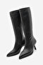 Women's Pointed Toe Half Zipper Thin Heeled Boots Lavisa Black - 2