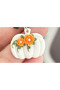 Floral Pumpkin Earrings - Special Design White Pumpkin Figured Dangle Earrings for Women (Lightweight Design) - 3