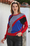 Red Pool Collar Long Sleeve Blocky Casual Knitwear Sweater 65 60 - 2