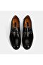 Men's Black Leather Loafer with Metal Accessories - 7