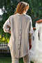Italian Beige Shirt Collar Buttoned Long Sleeve Pocketed Linen Back Long O Oversized Woven Blouse 75 70 - 6