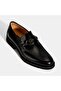 Men's Black Leather Loafer with Metal Accessories - 5