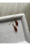 Blood Amber Stone Gold Color Steel Earrings Handmade