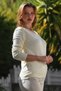 Ecru V-Neck Long Sleeve Striped Casual Knit Sweater 65 60 - 7