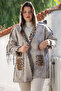 Italian Beige-Leopard K Hooded Long Sleeve Pocket Thick Double-Sided Wearable Suede Woven Coat 85 77