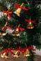 12 Pieces Mini Bell Christmas Tree Ornament 3 cm Gold Christmas Tree Ornament with Red Ribbon - 2