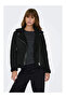 Black Onlnewdiana Biker Collar Faux Soft Fur Suede Jacket