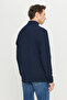 Cotton Slim Fit Slim Fit Bato Collar Long Sleeve Navy Blue Long Sleeve T-Shirt - 5