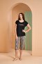 Women's Leopard Print Round Neck Short Sleeve Casual Capri Pajama Set