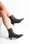 Women's Heeled Pointed Toe Stretch Boots 0012800 Brown - 5