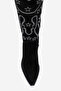 Women's High Heel Pointed Toe Boots Real Suede Leather Zy 1609 Black - 2