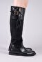 Edie Skin Suede Paneled Boots Black - 4