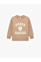 Printed Cotton Long Sleeve Crew Neck Raised Sweatshirt