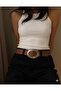 Antique Oval Buckle Women's Belt Dress Belt Shirt Belt Waist Belt Coat Belt