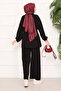 Adjustable Waist Pocket Detail Modest Two-Piece Set Black - 7