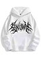 Unisex Hooded Sweatshirt with Gothic Print Detail - Oversized Sweatshirt