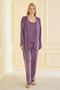 Premium Soft Velvet 3-Piece Women's Lilac Pajama Set with Robe - 2
