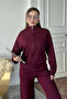 Women's Modal Fabric Zippered Mock Neck Set 3106 - 5