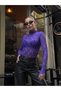 Women's Half Turtleneck Full Stretchy Lace Wraparound Sports Stylish Design Night Blouse - 3