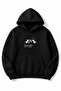 Black Oversized Unisex Dino You Are Offline Printed Hooded Sweatshirt
