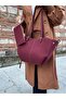 Suede Burgundy Women's Polen Hand and Shoulder Bag