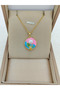 Pearl Detailed Enamel Flower Design Necklace - 3