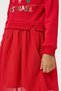 Girl's Cotton Red New Year Themed Tulle Dress - Merry Christmas Printed - 7