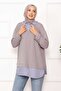 Striped Shirt Paneled Tunic Stone - 4