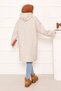 Zippered Hooded Boucle Cap Beige - 7