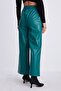 Green 3 Elastic Waist Wide Leg Leather Trousers 50713 - 5