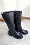 Genuine Leather Black Thick Sole Women's Boots under the Knee Tmd2025001 - 3