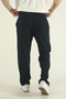 Men's Black Baggy Cut Knitted Fabric Wide Leg Sweatpants - 6