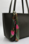 Women's Khaki Oversized Faux Leather Shoulder Bag with Scarf Detail - 4
