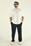 Men's Black Baggy Cut Knitted Fabric Wide Leg Sweatpants