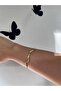 Stainless Steel Gold Stone Zigzag Model Shiny Bright Clamp Bracelet