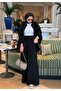 Black Suit Eleganza Palazzo Zippered Two-Piece Suit Transitional 100% Cotton Fabric Daily Combination - 2